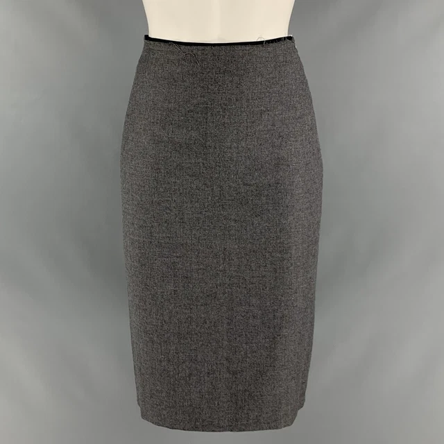 Jupe Grise Rayée Fendue Devant - La Boutique - Taille 42 - Polyester/Elasthane - Neuve Sans étiquettes