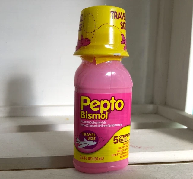 PEPTO BISMOL 5 Symptom Stomach Relief Liquid Original Travel Size 3.4oz