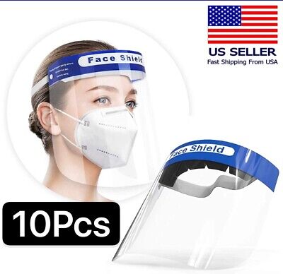 10pcs Safety Full Face Shield Reusable Washable Face Mask Protection Cover Face