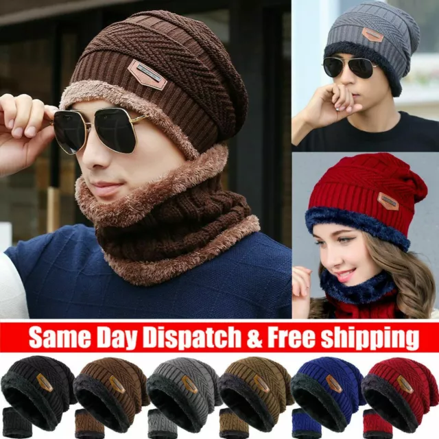 Outdoor Winter Fleece Beanie Warm Hat Scarf Set Snow Ski Cap For Kid Men Women