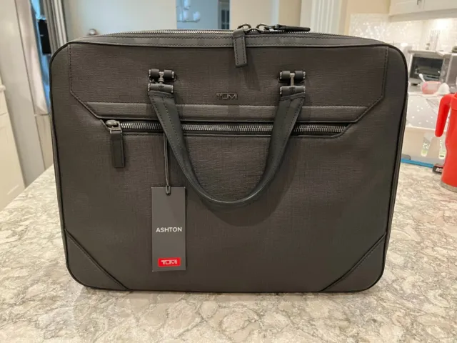 BRAND NEW Tumi Ashton Collins Double Zip Grey Briefcase Laptop bag NEW TAGS