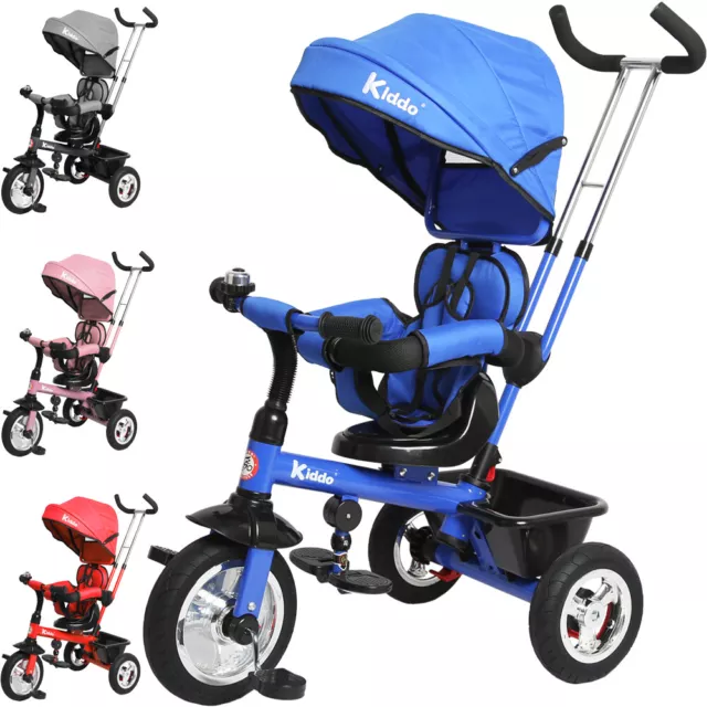 Kiddo Baby Kids 4in1 Tricycle Bike Ride on Trike Stroller 3 Wheels Canopy Brake