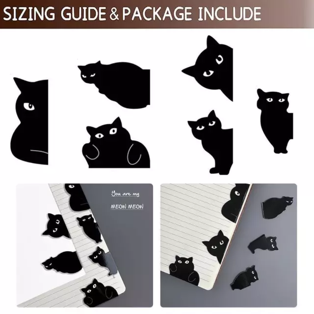6pc Black Cat Bookmark For Books Cute Cartoon Magnetic Page Book Marker B5G5 2