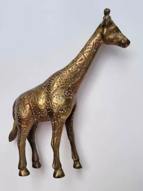 Vintage Solid Brass Standing Giraffe Figurine