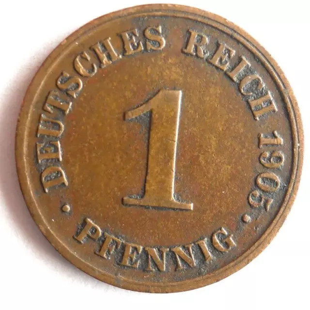 1905 J GERMAN EMPIRE PFENNIG - Excellent Coin Germany Bin #15