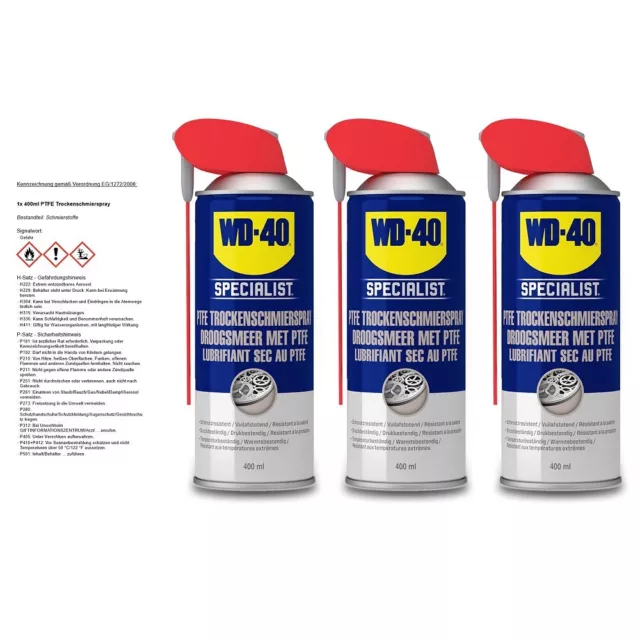 WD-40 SPECIALIST 3x 400ml PTFE TROCKENSCHMIERSPRAY SCHMIERMITTEL 50576799