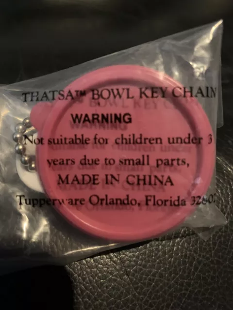 TUPPERWARE Mini Thatsa Bowl Keychain, Pink Lid     ***BRAND NEW, UNOPENED***