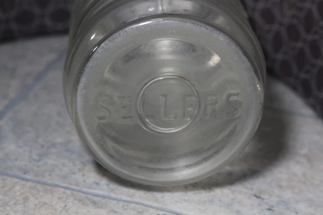 Original Vintage Sellers Hoosier Glass Ribbed Jar Kitchen Cabinet Shaker Lid 5