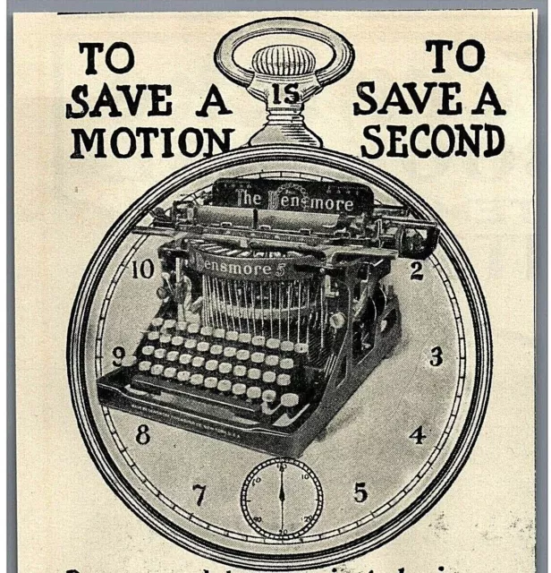 1903 Densmore TYPEWRITER Machine Pocket Watch ORIGINAL Paper Advertisement 5797