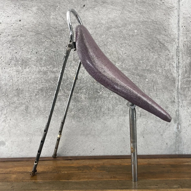 VINTAGE BANANA SEAT Purple Glitter Sissy Bar Clamp Guts Seatpost