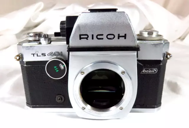 Ricoh Ricohflex TLS 401 Chrome 35mm Film Camera w/ M42 Mount -Clean & Working-