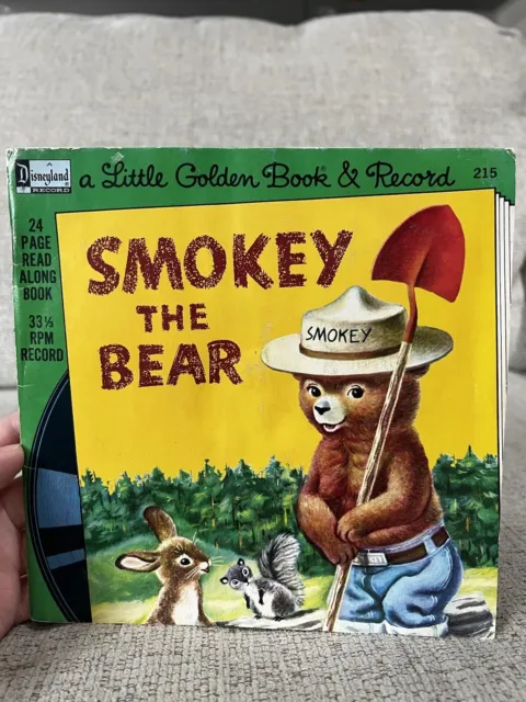 Disneyland 1976 Smokey The Bear 215 A Little Golden Book & Record Untested