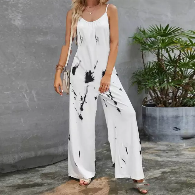 Sling Round Neck Printed Long Jumpsuit