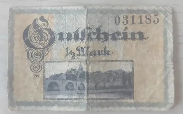 Notgeld / Gutschein "Halbe Mark" der Stadt Wetzlar von 1918