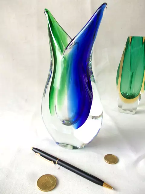 vaso vetro sommerso  Murano  verde blu