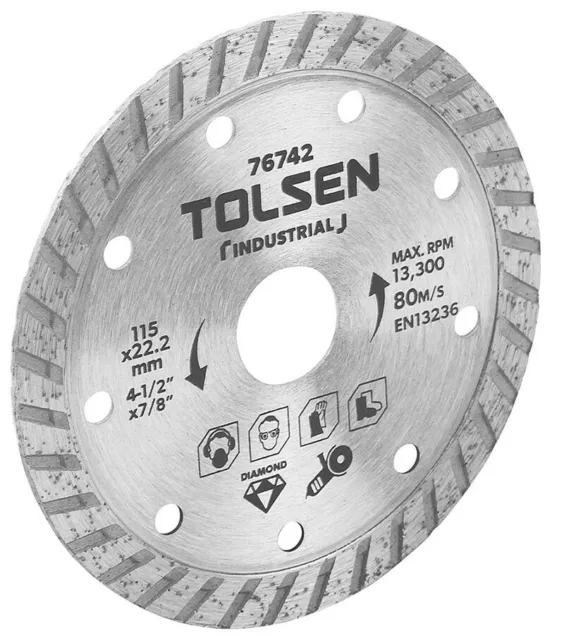 TOLSEN Diamond Tiles Cut Blade 115 x 22.2mm 76742 Free Postage