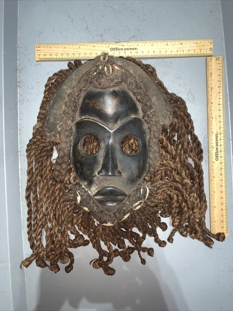 Dan Mask with Cowries and Rope Beard African mask great size OFFERS #23