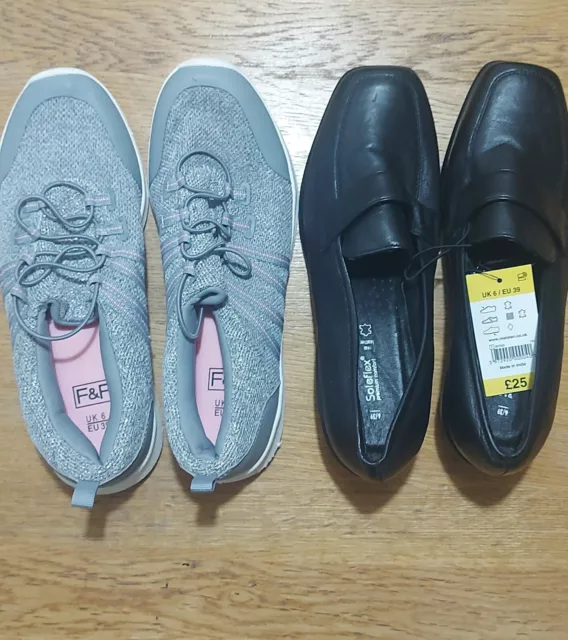 2 Pairs Size 6 Womens/Ladies Trainers/Shoes