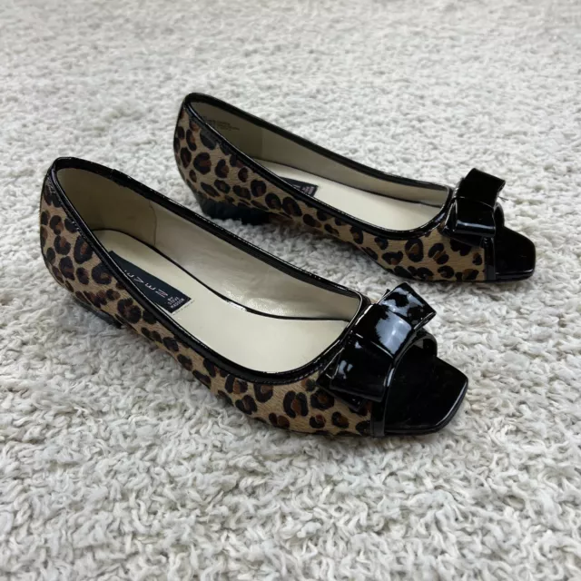 Steven Steve Madden Womens Peep Toe Flats Size 7.5 M Leopard Print Dress Shoes