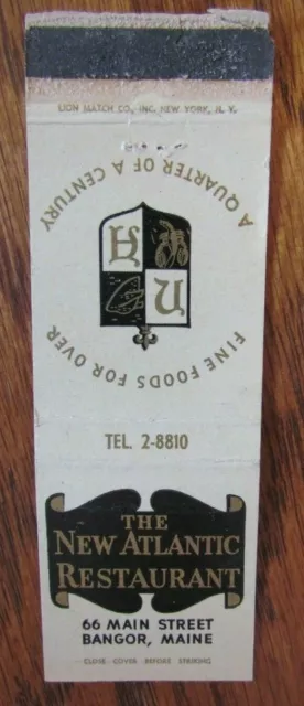 Animal Lobster Matchbook Matchcover: New Atlantic Restaurant (Bangor, Maine) -F1