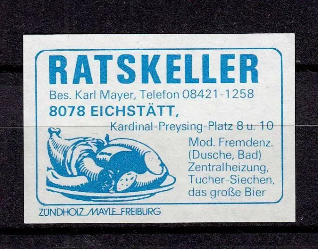 412123/ Zündholzetikett – Restaurant Ratskeller – 8078 Eichstätt