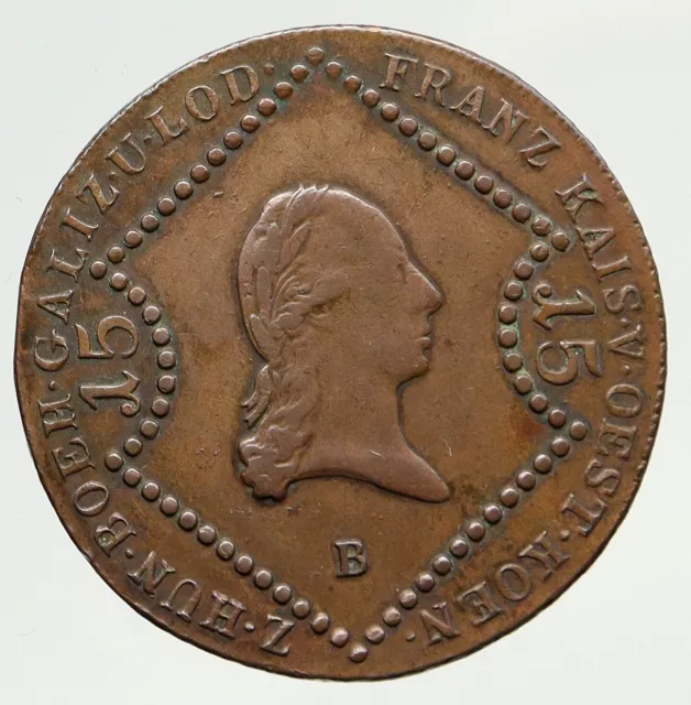 1807 AUSTRIA Emperor FRANZ Francis II OLD Antique 15Kreuzer Austrian Coin i93308