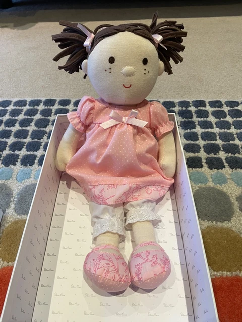 Silver Cross Rosie Rag Doll Soft Toy Dolly Pink Dress Brown Hair Freckles 24 cm