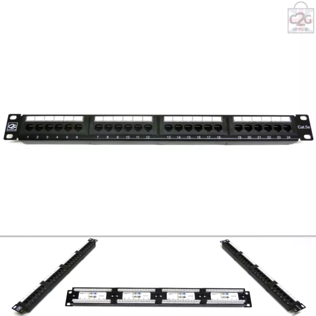 Cat5E RJ45 GIGABIT Patch Panel 24 Way Port 1U 19” Data Network Comms Rack