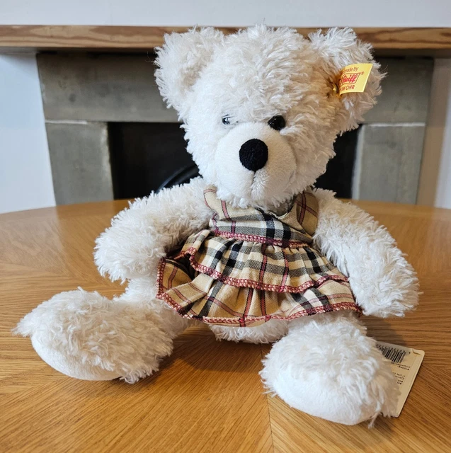 STEIFF 113215 TEDDY Bear Lotte 28Cm White With Dress £19.95 - PicClick UK