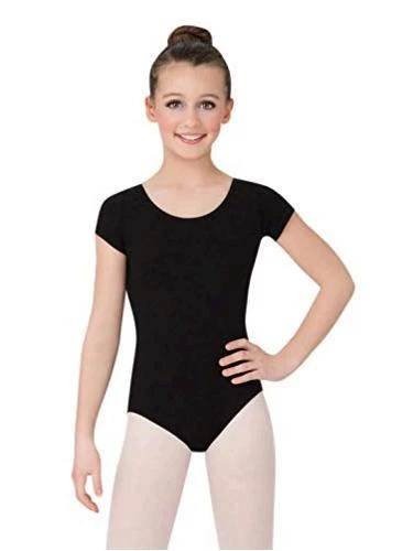 Girls' Toddler Classic Short Sleeve Leotard, Royal, Black, Size X-Large JvUP