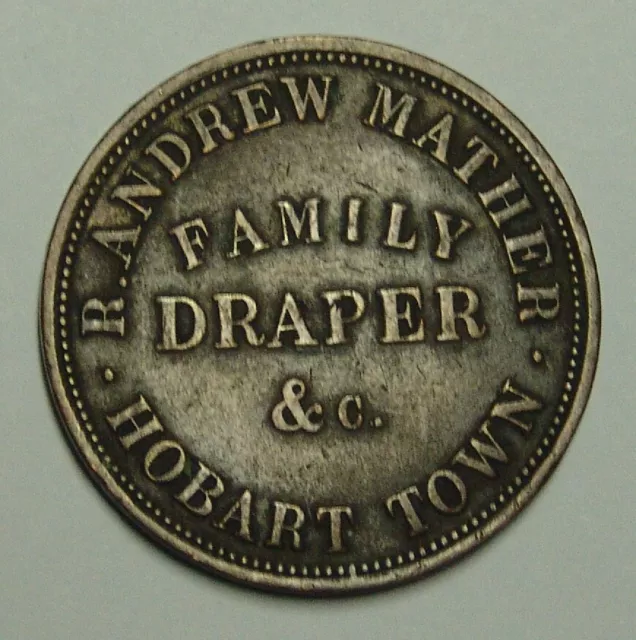 Tasmania, 1850s penny, MATHER, R.Andrew. Renniks 351, 34mm, Good Fine (gF)