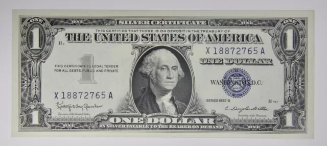 Series 1957B $1.00 Silver Certificate Blue Seal, Beautiful AU Circulated