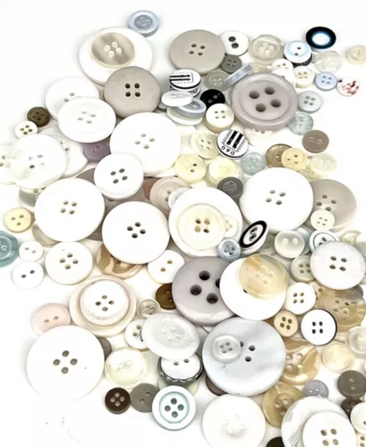 100g pack X White buttons art craft collage baby sewing ref192