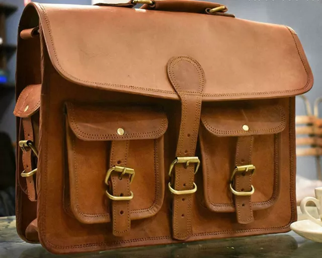 Men's Heritage Genuine Leather Messenger Shoulder Laptop Briefcase Attache Bag