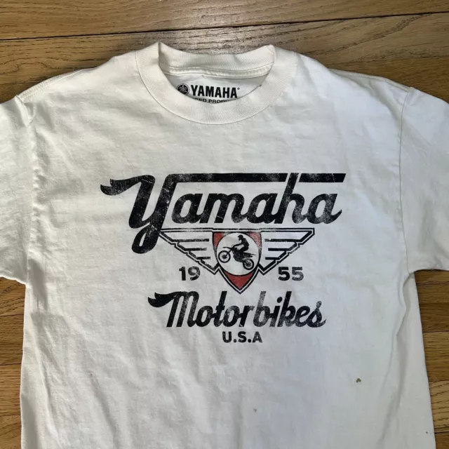 Yamaha Motorbikes 1955 Vintage Style Graphic T-shirt Ivory Made in USA Size M