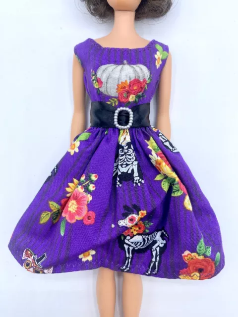 E100 Barbie Doll Handmade Dress Ooak Vintage Silkstone Halloween Dog Skeleton