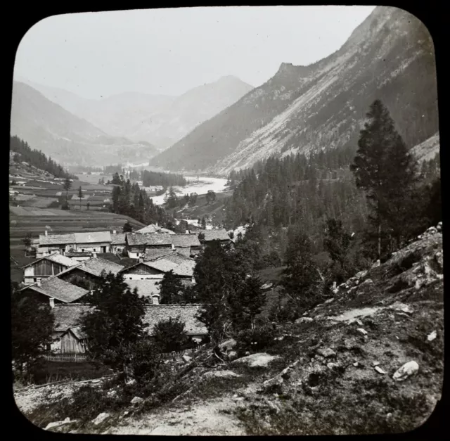 ANTIKE Magic Lantern Rutsche VALLEY D ARGENTIERE C1900 FOTO SCHWEIZ