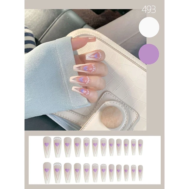 ongles Portable Pointe des ongles Faux ongles français dans un cercueil long 7