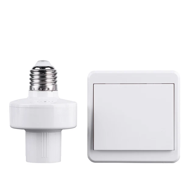 E27 WIRELESS LIGHT Lamp Holder ON/Off Base Switch Socket for LED Bulbs ...