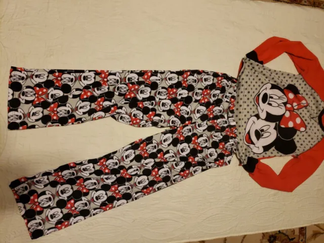 Womens Disney Mickey & Minnie Mouse 2pc Fleece Pajama Set. Large 12/14