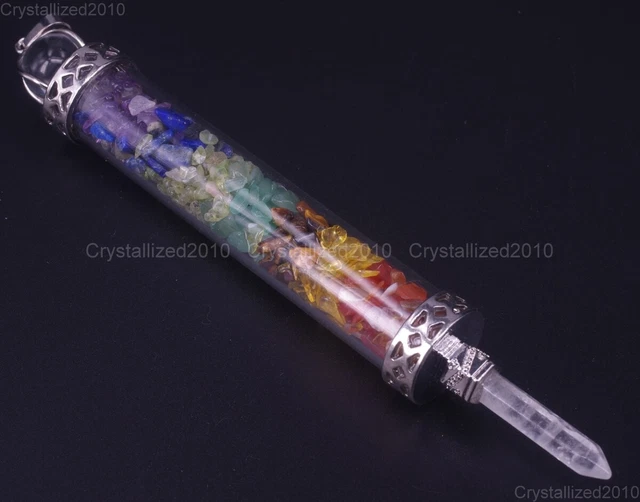 Natural Gemstones Long Needle Pendulum Pointed Reiki Chakra Chip Beads Pendant
