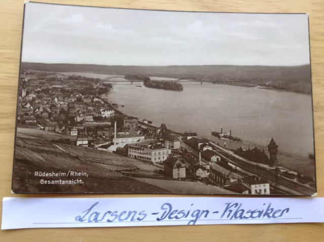 Alte Postkarte AK Rüdesheim Rhein Gesamtansicht Brücke   #528