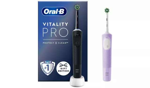 Oral-B Vitality Pro Electric Toothbrush Twin Pack One Black One Purple *Sealed*