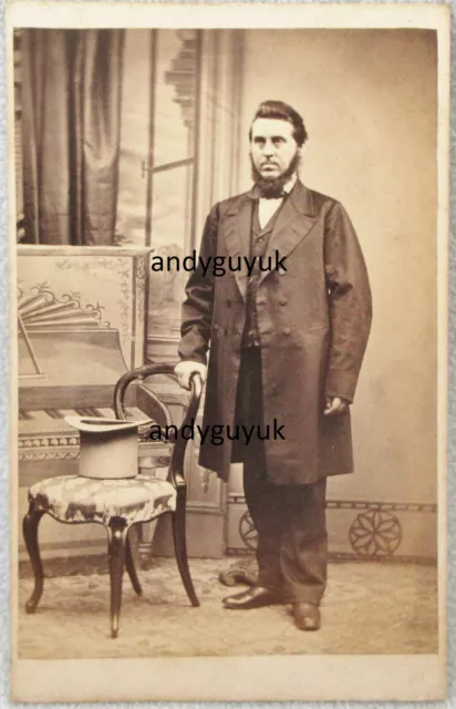 Cdv Man Painted Background Piano King's Lynn Woodhouse Antique Photo