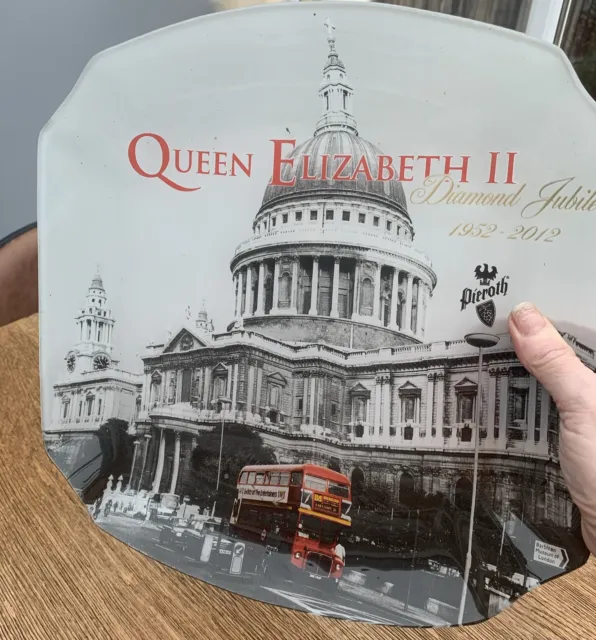 Queen Elizabeth II Diamond Jubilee 1952-2012 Pieroth London Glass Dish/ Tray