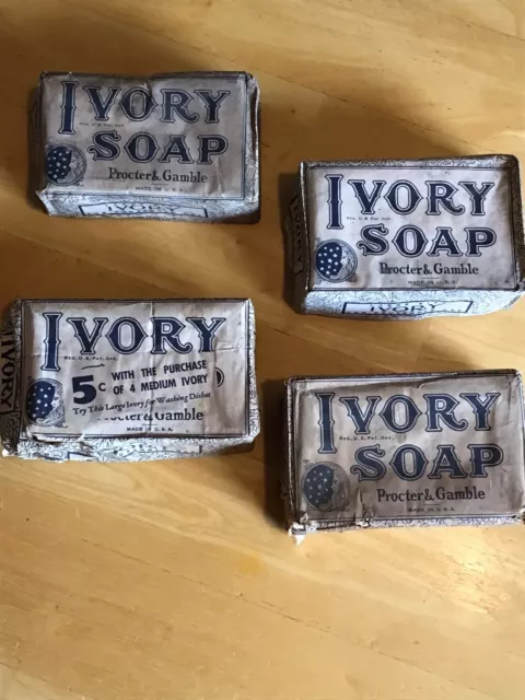1940's, IVORY, "Un-Opened" Soap Bar (Large Size) Scarce / Vintage 4pack