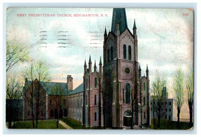 1908 First Presbyterian Church Binghamton New York NY Posted Antique Postcard