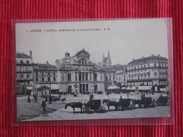Cpa Ecrite Timbre Angers La Place Du Ralliement Grand Theatre 49 Maine Et Loire