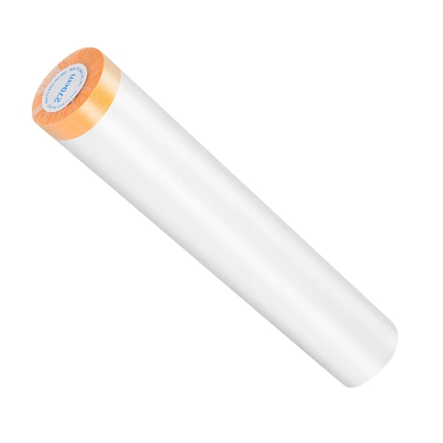 9x65ft Plastic Drop Cloth Sheeting w/ Masking Tape, Waterproof Film, 1 Pack