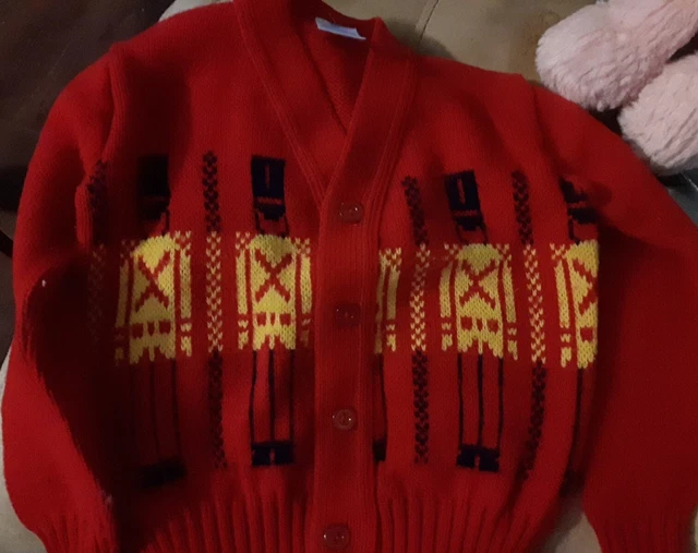 Vintage JC Penney Red Tin Soldiers Christmas Sweater Kids 4t